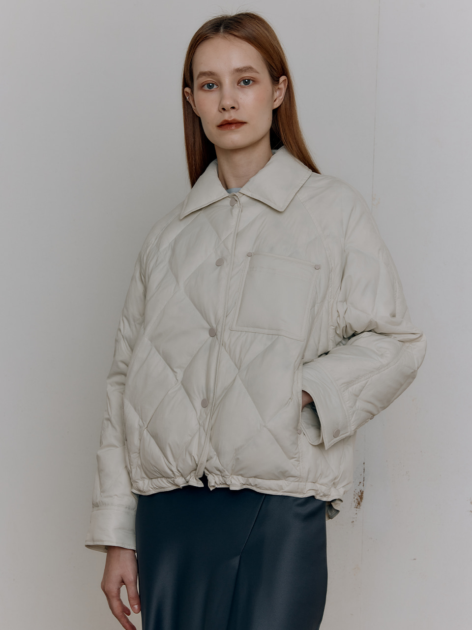 HACIE - DIAMOND QUILTED GOOSE DOWN JACKET [크림][블랙]