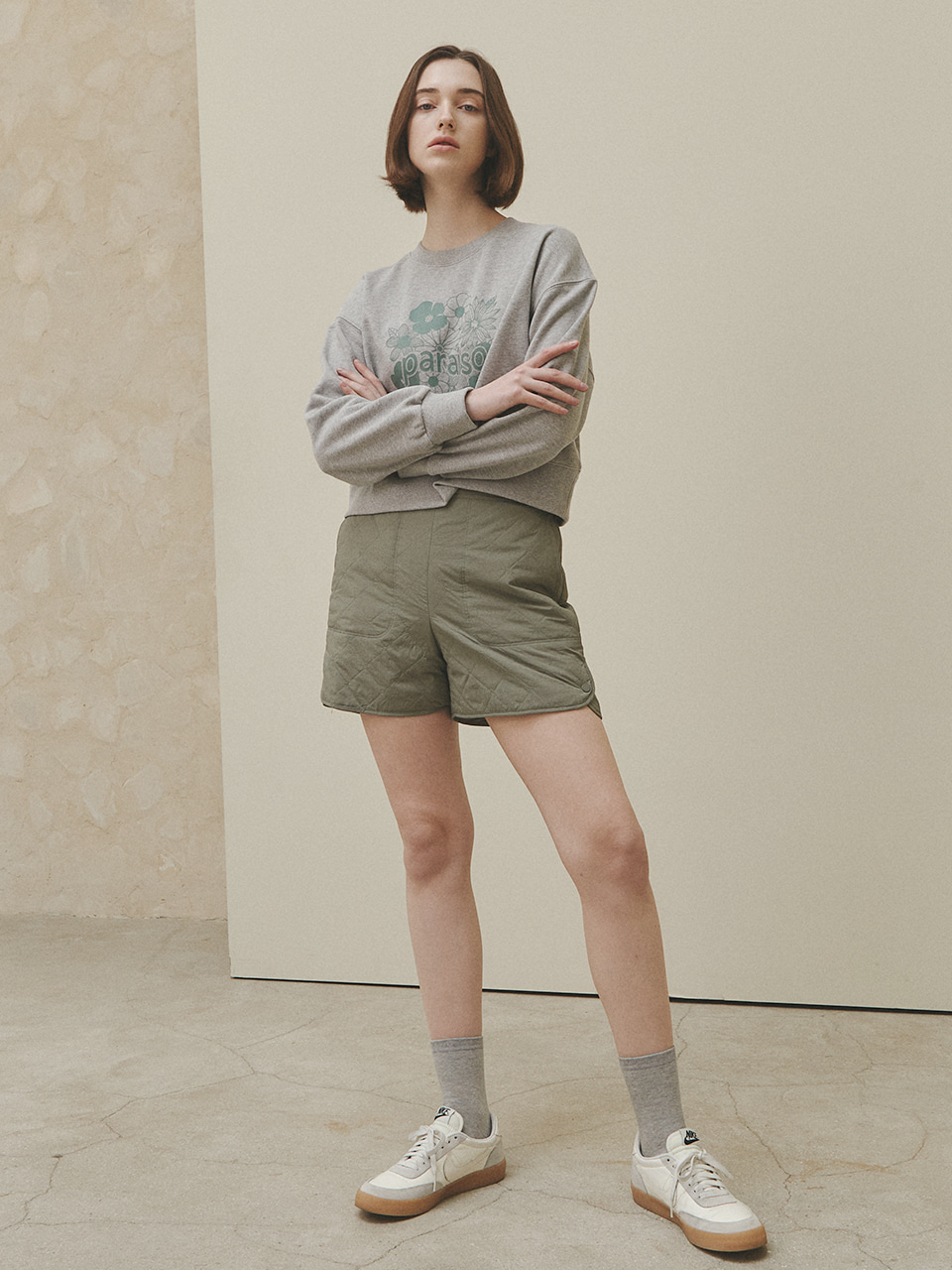 HACIE - PADDING QUILTED SHORT PANTS [카키][네이비]
